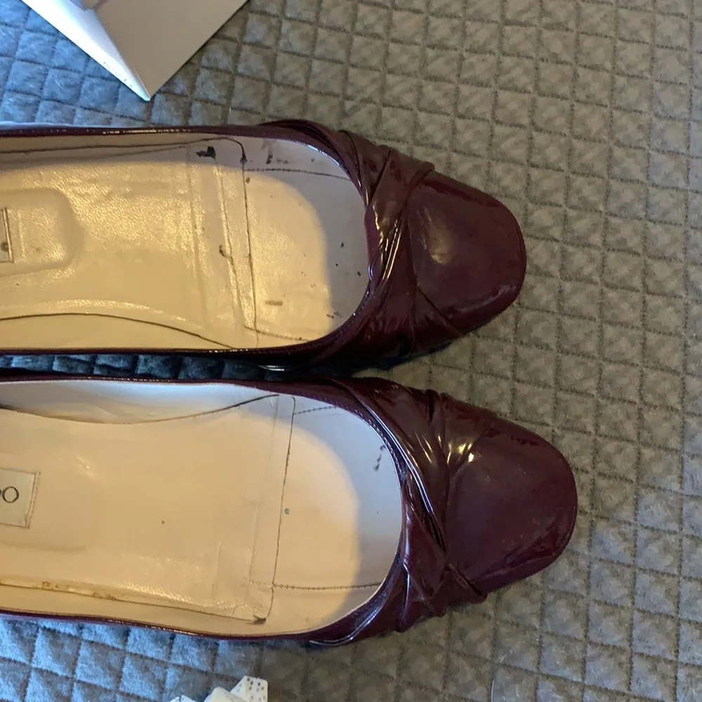 Jimmy Choo purple patent twist flats